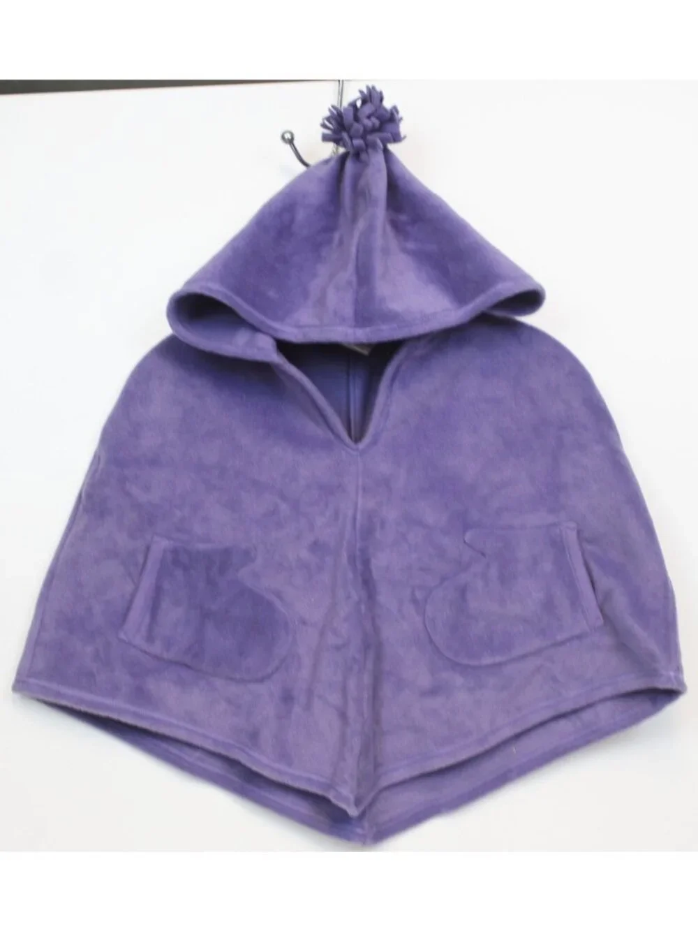 2005 Gymboree Winter Princess Purple Fleece Poncho Hooded Pockets sz Lg 10/12